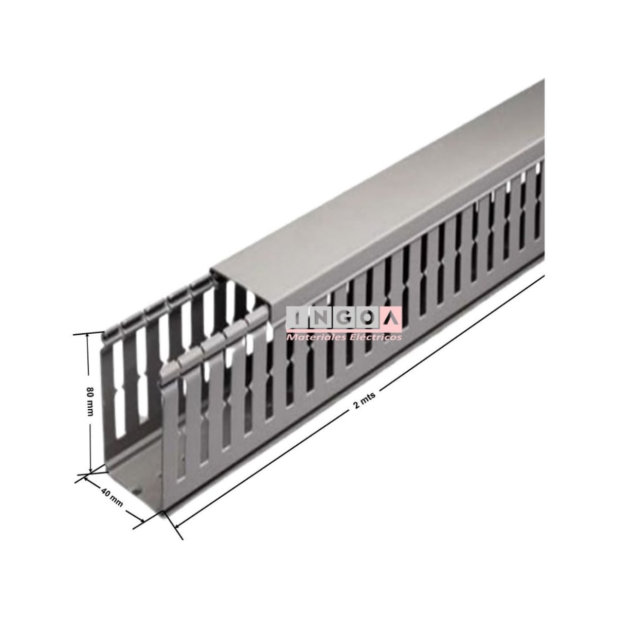 Canaleta 40x80mmx2mt Ranurada Gris3