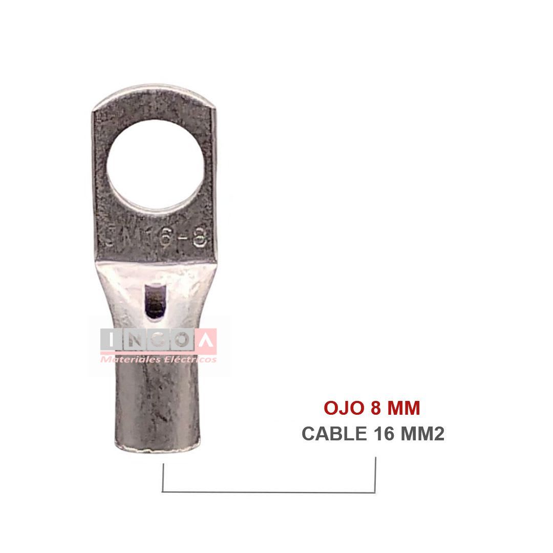 Terminal De Compresion Estandar 16mm2 (6 AWG) OJO 8MM - Vista 5