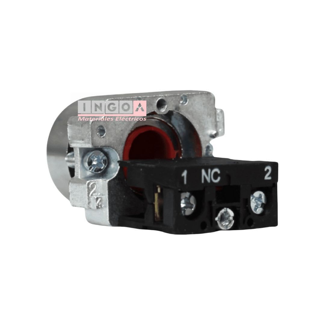 Pulsador Plano Metálico Rojo 1NC 22MM4