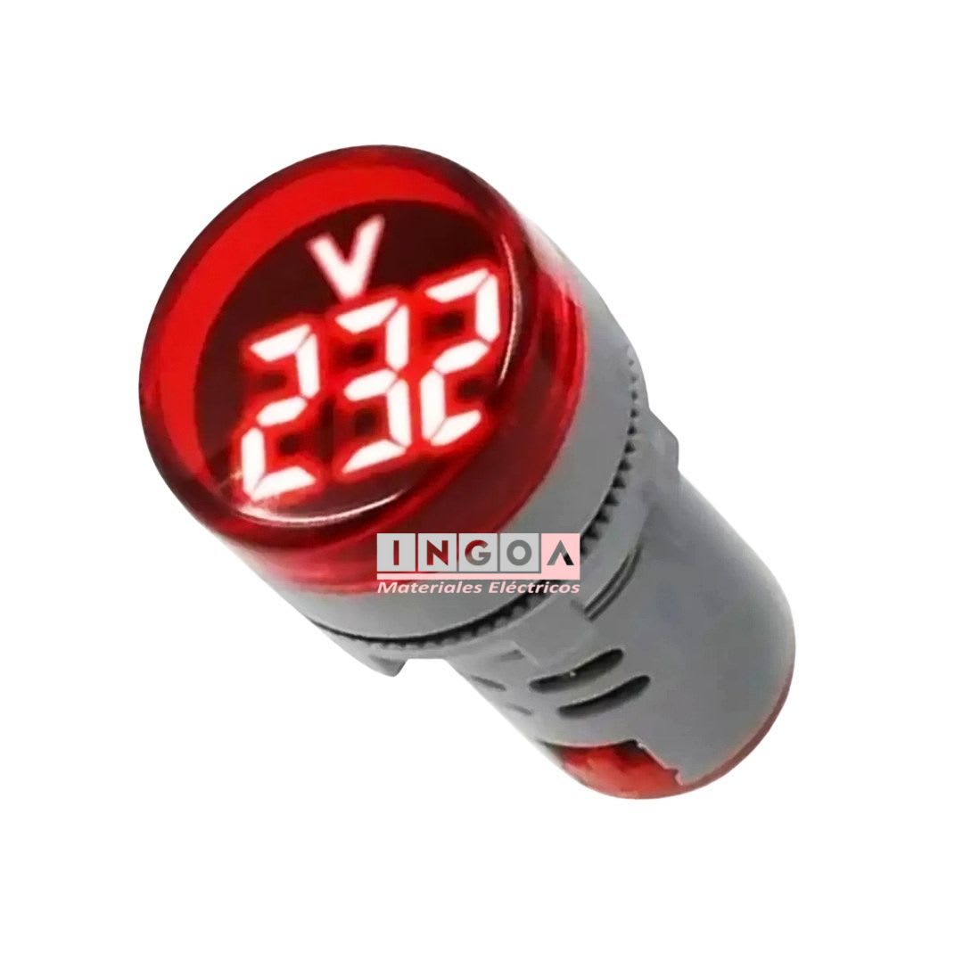 Luz Piloto Led Roja con Voltimetro 50-500VAC 22mm2