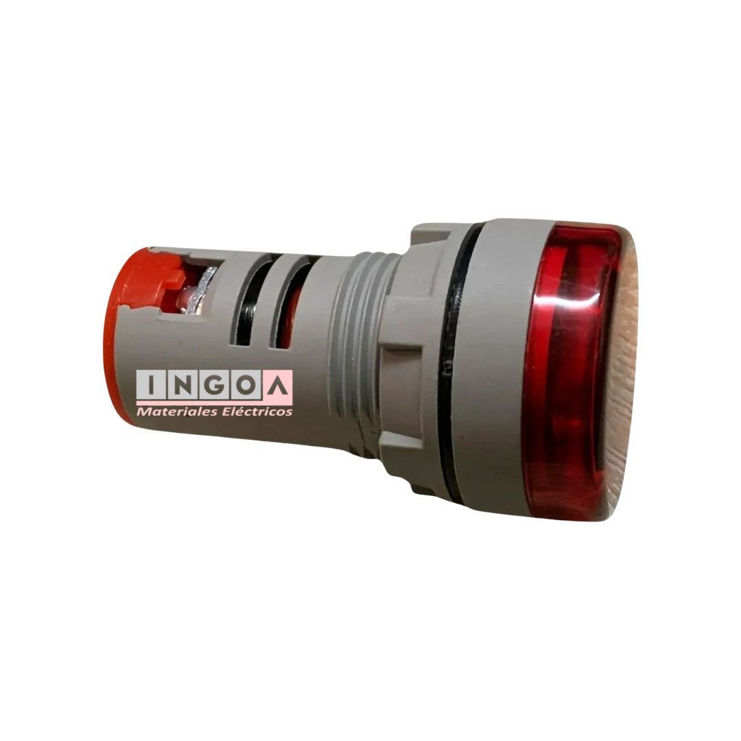 Luz Piloto Led Roja con Voltimetro 50-500VAC 22mm3