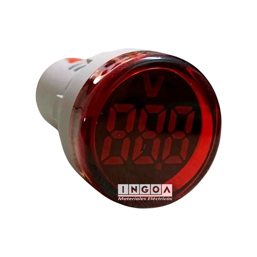 Luz Piloto Led Roja con Voltimetro 50-500VAC 22mm4