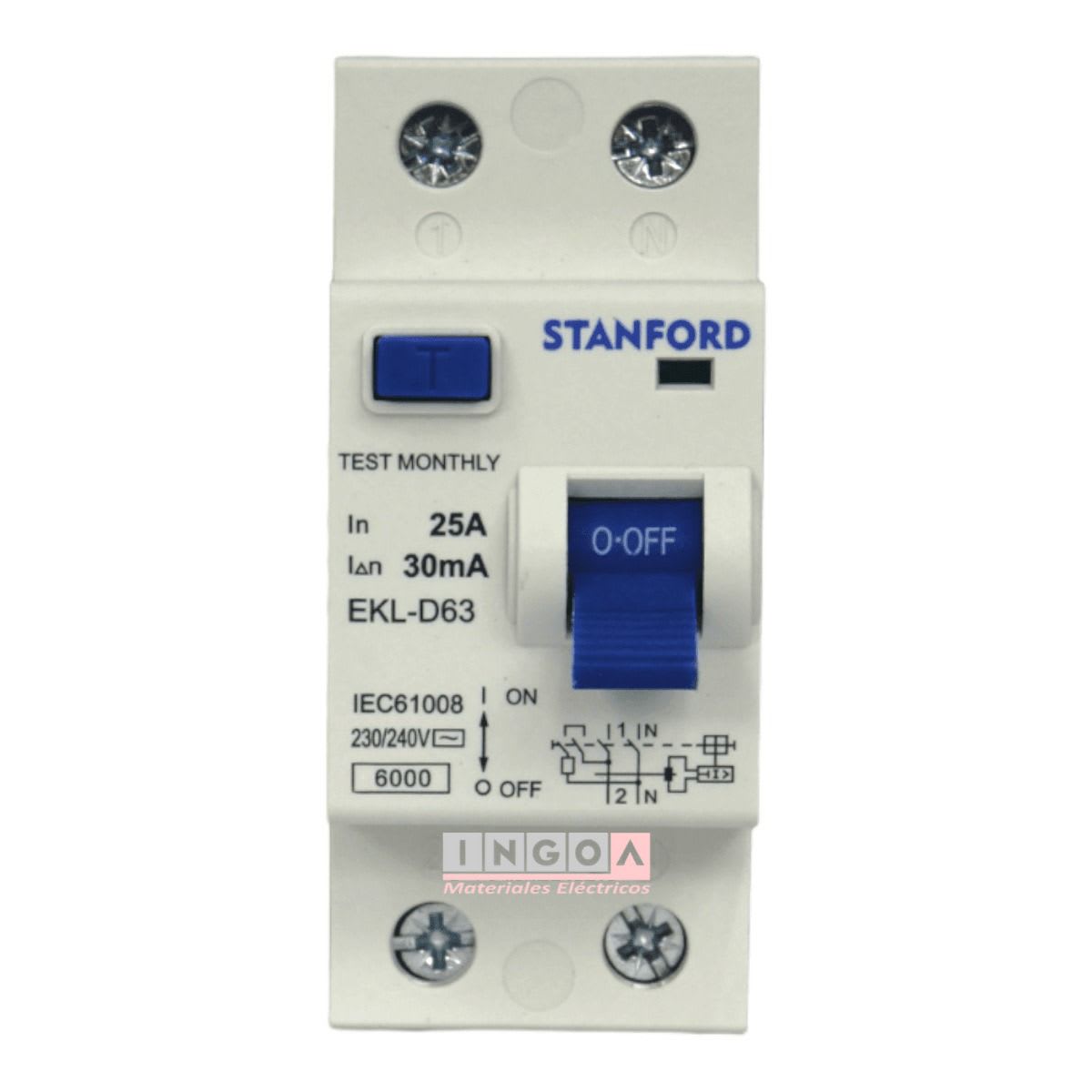 Int. Diferencial Stanford 2x25A 30mA Clase AC2