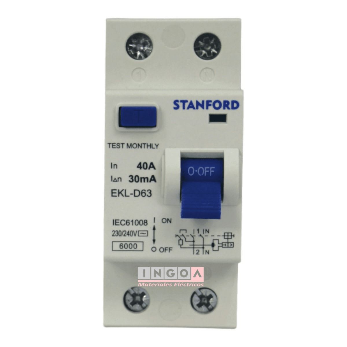 Int. Diferencial Stanford 2x40A 30mA Clase AC2
