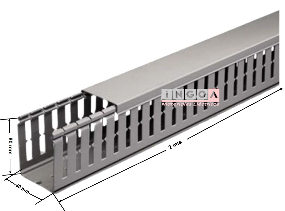 Canaleta 80x80mmx2mt Ranurada Gris Libre Halógenos3