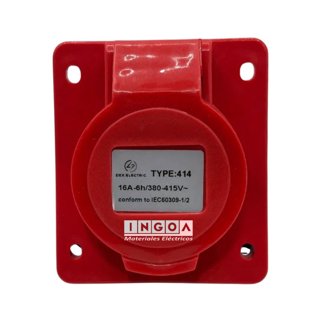 Enchufe Ind. Hembra Embutida 3P+T 16A 380V IP443