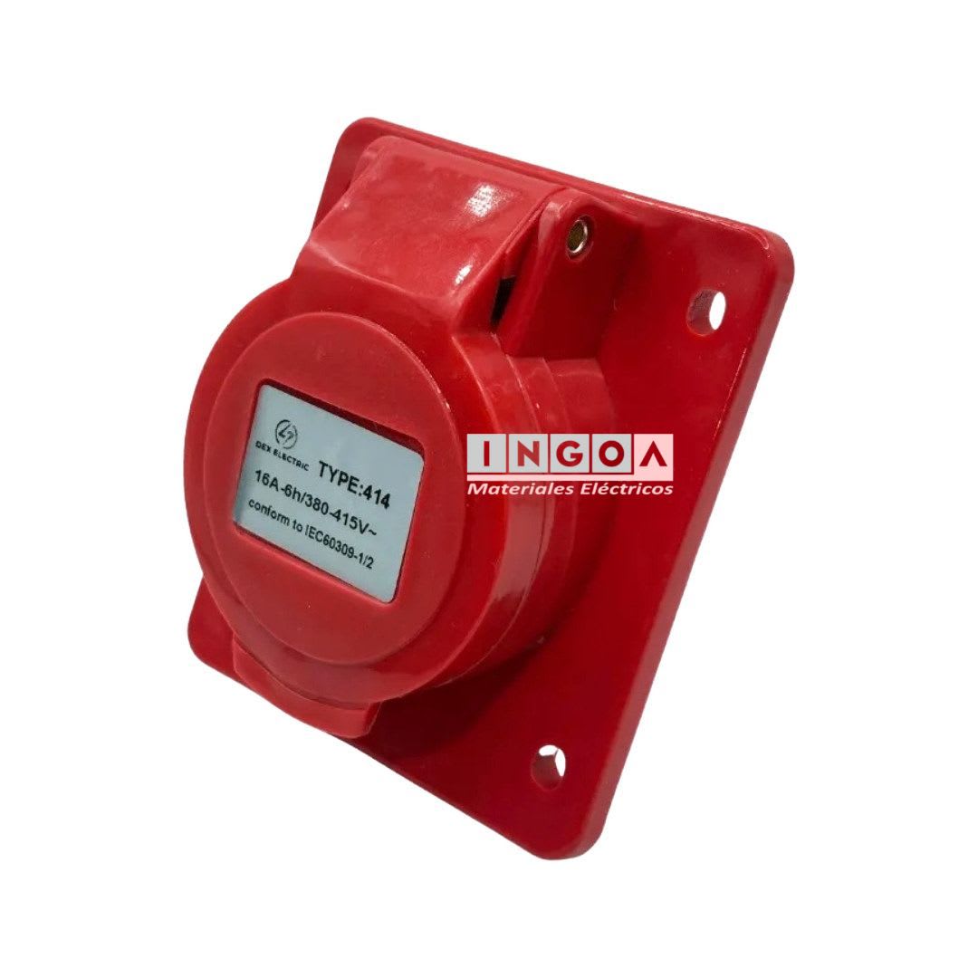 Enchufe Ind. Hembra Embutida 3P+T 16A 380V IP444