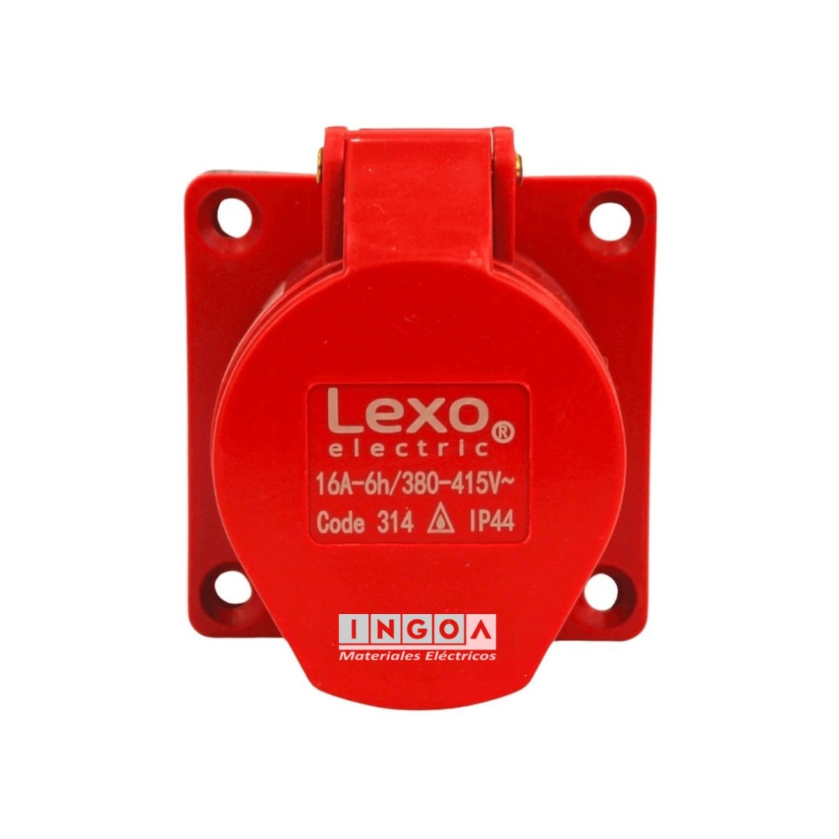 Enchufe Ind. Hembra Embutida 3P+T 16A 380V IP44 - Lexo - Vista 3