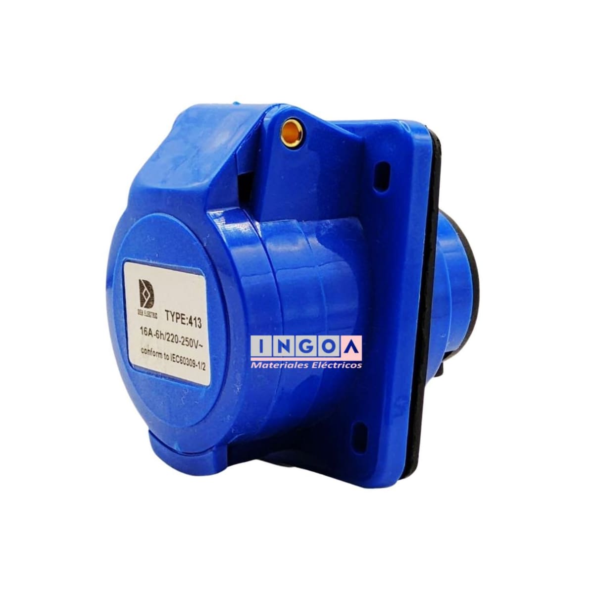 Enchufe Ind. Hembra Embutida 2P+T 16A 220V IP443