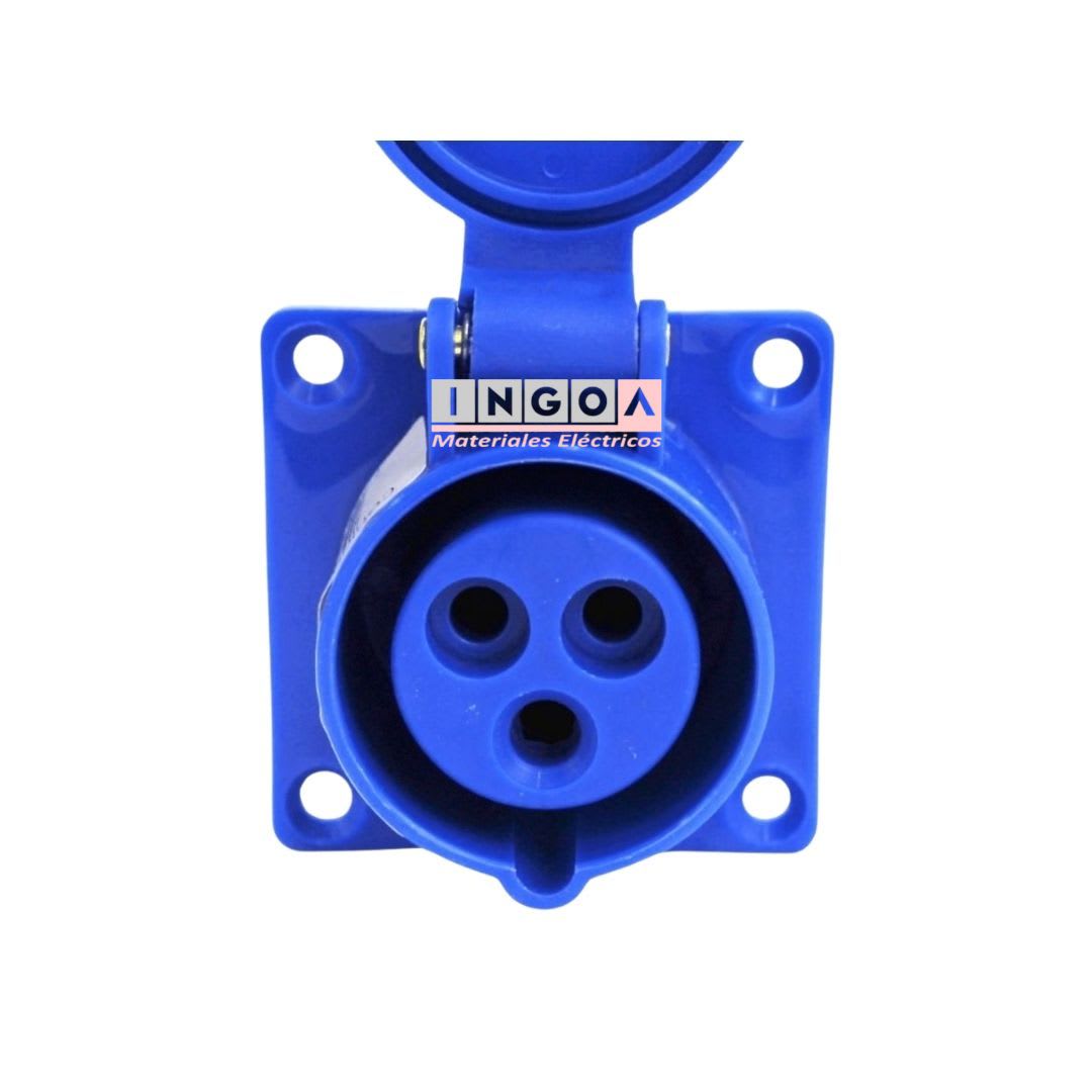 Enchufe Ind. Hembra Embutida 2P+T 16A 220V IP445