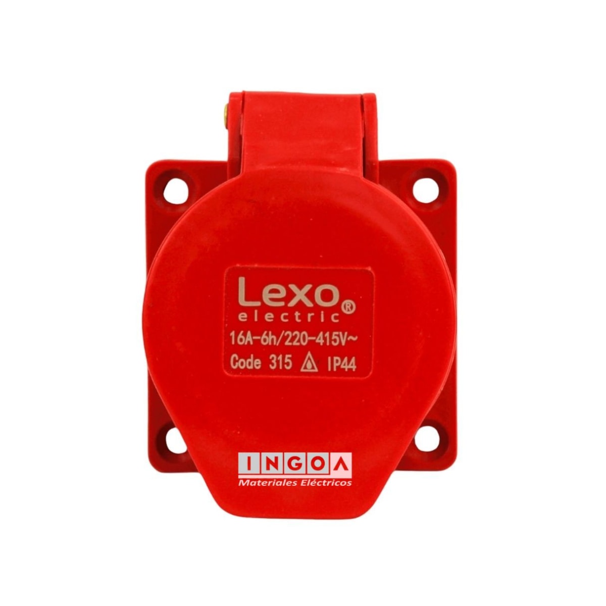 Enchufe Ind. Hembra Embutida 3P+N+T 16A 380V IP44 - Lexo - Vista 3