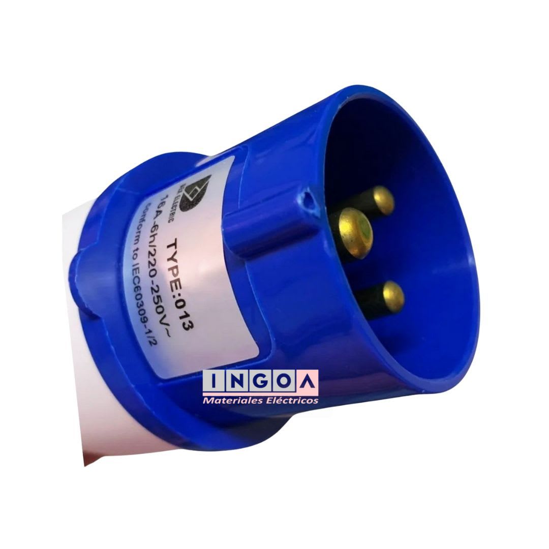 Enchufe Ind. Macho Volante 2P+T 16A 220V IP444