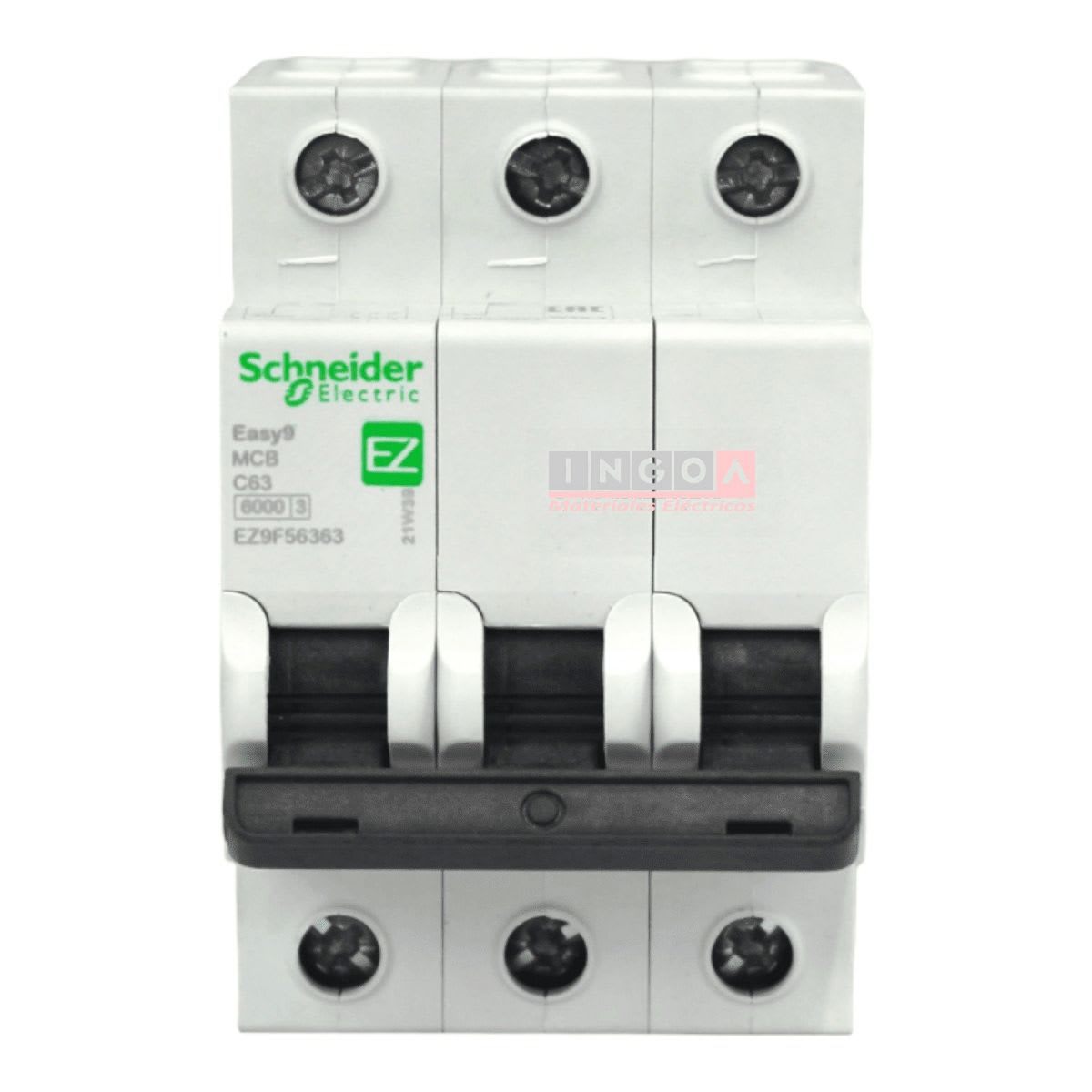 Int. Automatico Schneider EASY9 - 3x63A 6KA C - EZ9F56363 - Vista 2