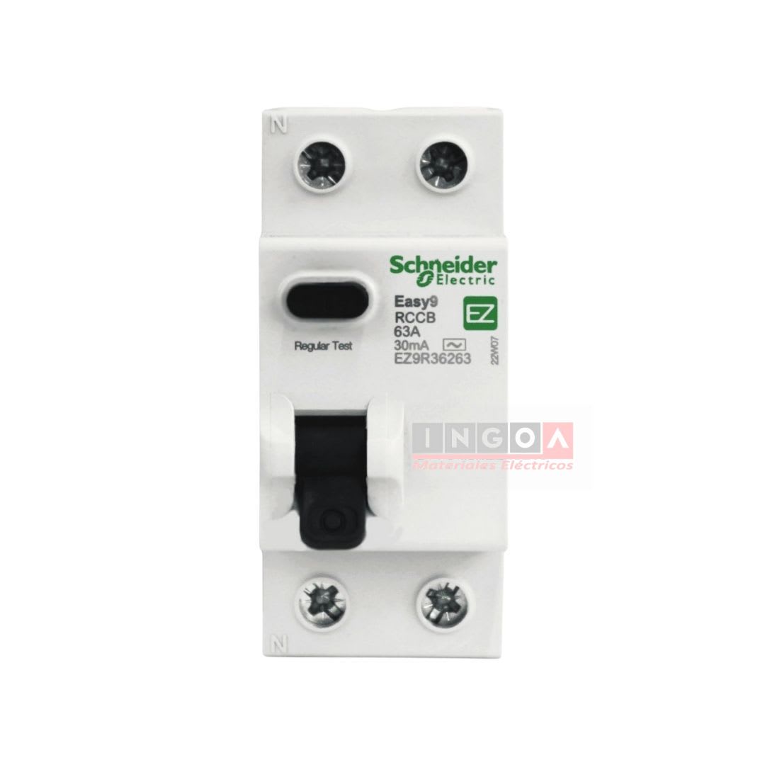 Int. Diferencial Schneider EASY9 2x63A 30mA Clase AC2