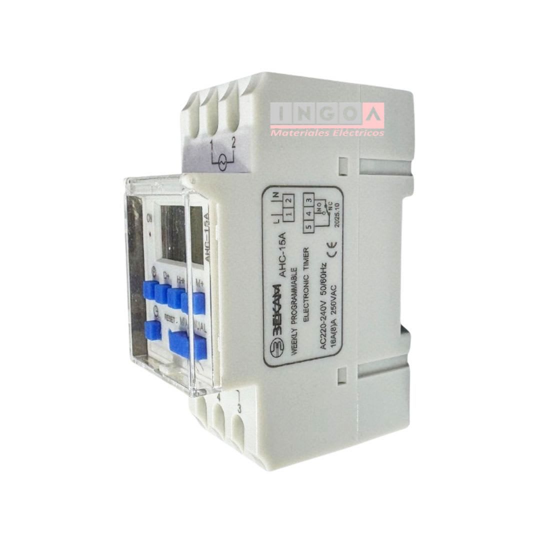 Timer Interruptor Digital 16A 220V Reserva de 150 Hrs Bekam - Vista 2