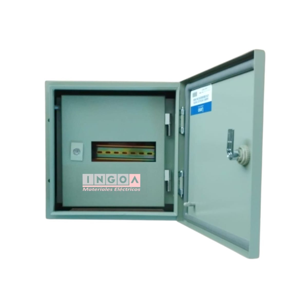 Gabinete Tablero Metalico 300x300x200mm C/Chasis 8Mod IP65 RAL 7032 - Vista 2