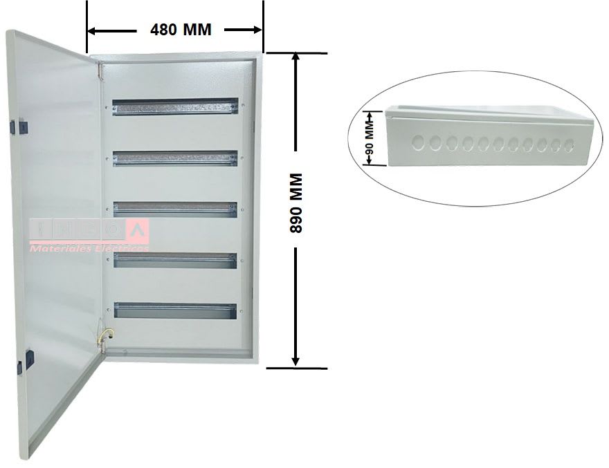 Tablero Metalico Sobrepuesto 100 Modulos IP41 Ral7032 - Vista 5