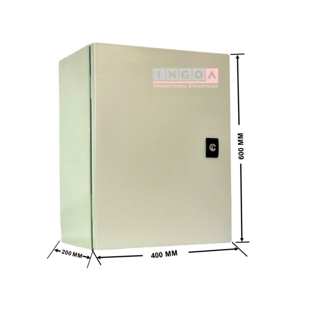 Gabinete Tablero Metalico 600x400x200mm 1 Puerta IP65 Ral 7032 - Vista 2