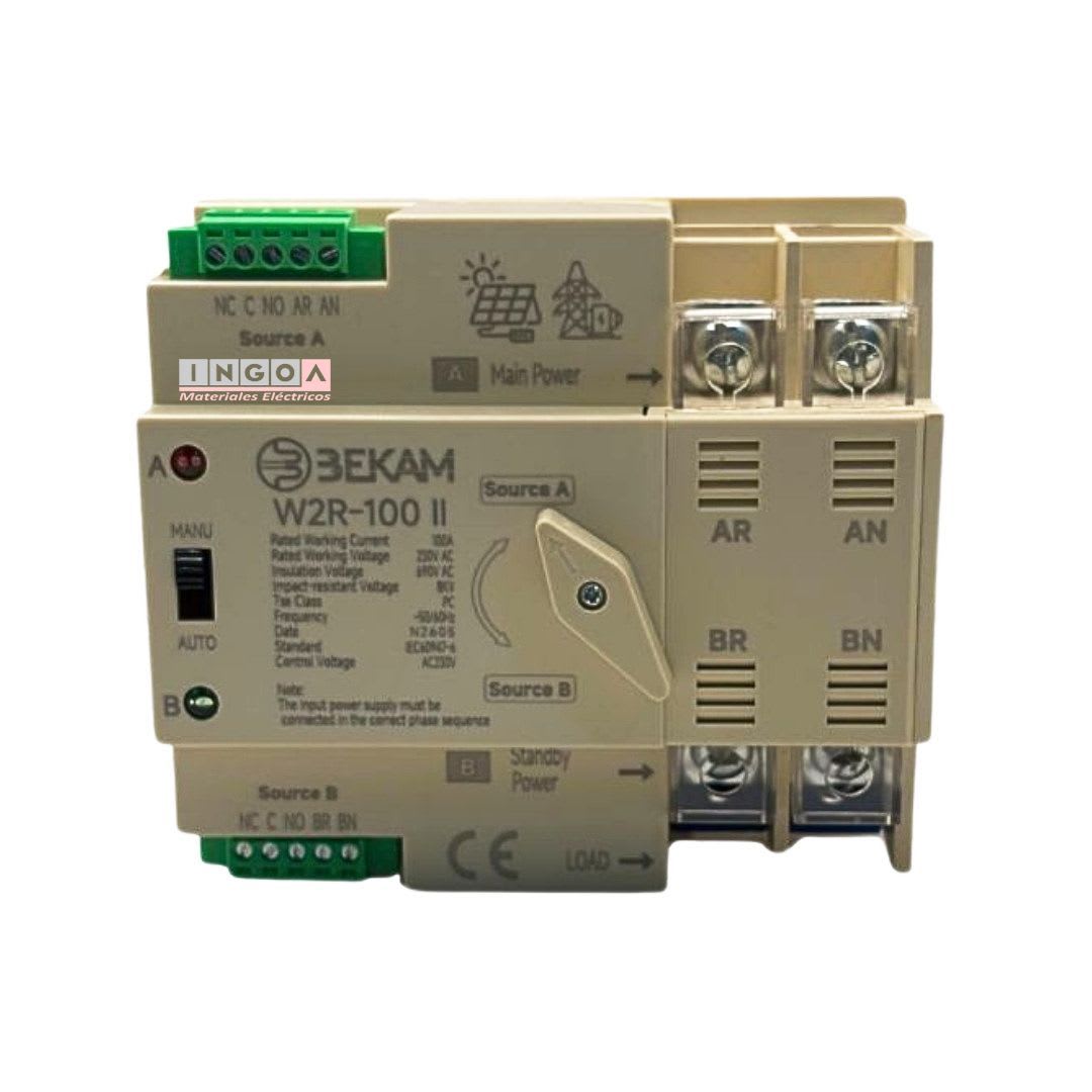 Switch de Transferencia Automatica 2 Polos 100A ATS-2P100 - Bekam - Vista 2