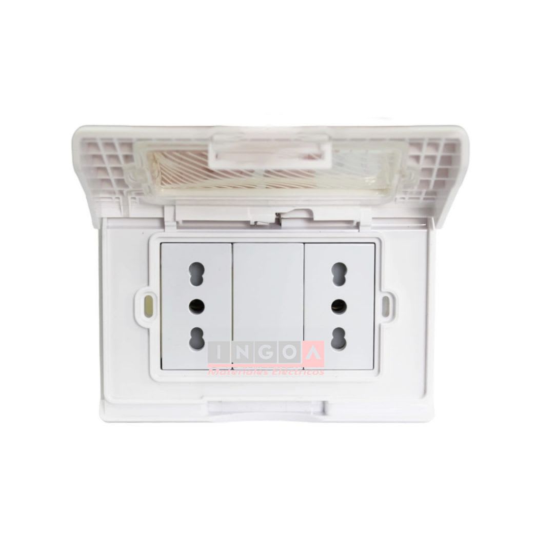 Enchufe Tomacorriente Hidrobox Embutido Doble 10/16A 250V IP55 - Stanford - Vista 3