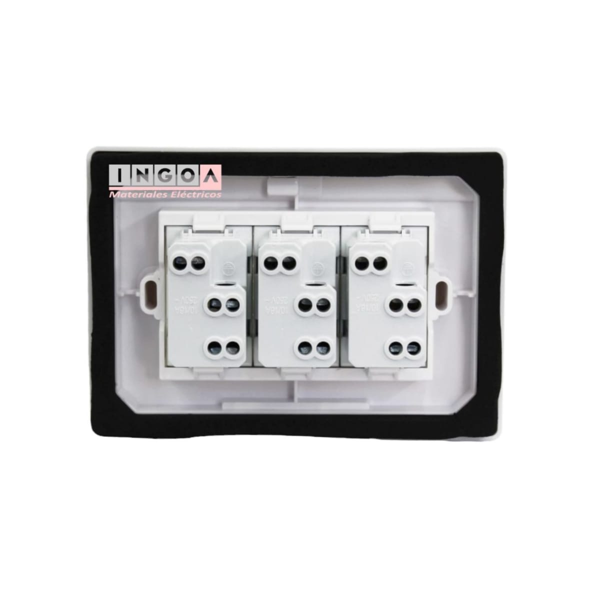Enchufe Tomacorriente Hidrobox Embutido Triple 10/16A 250V IP55 - Stanford - Vista 4