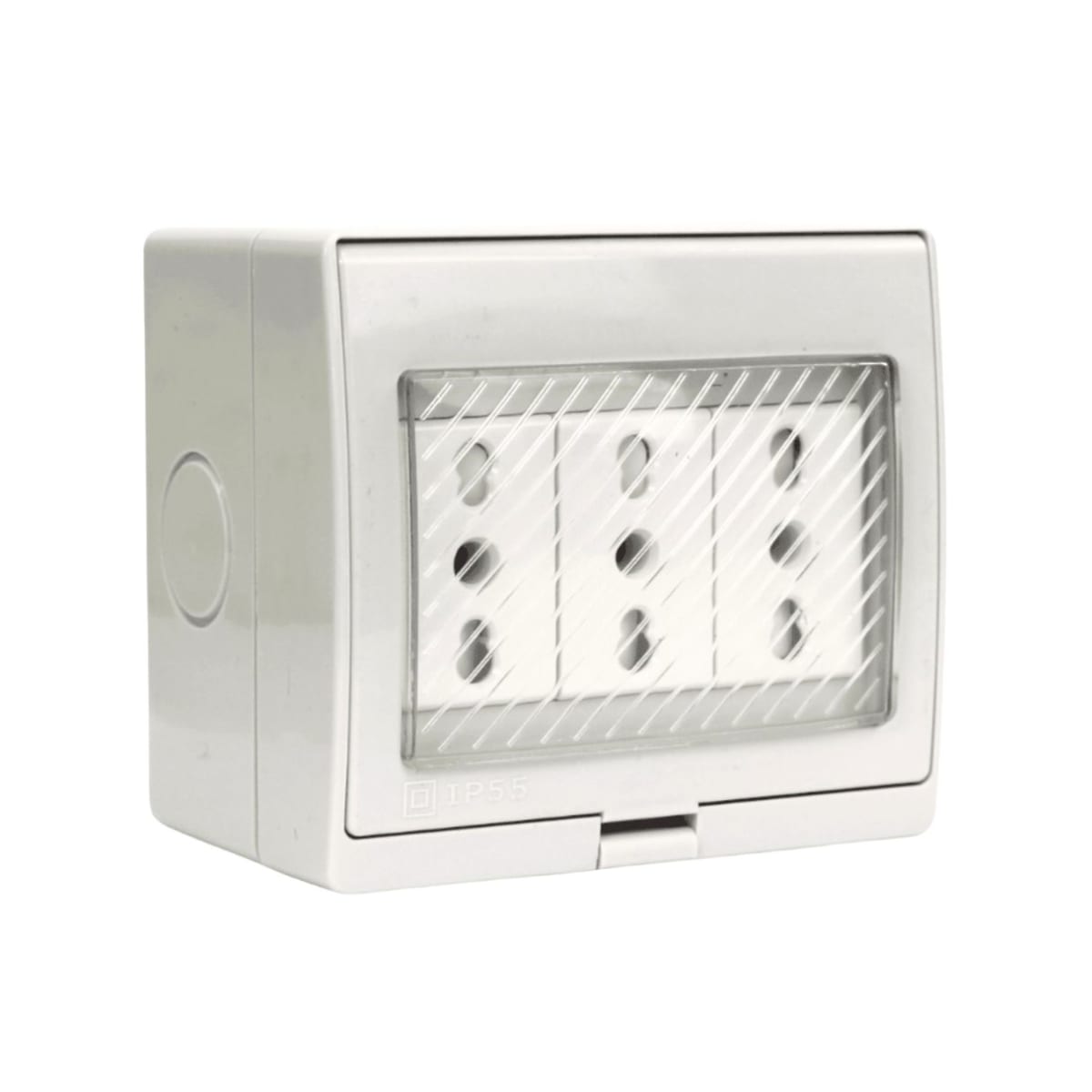 Caja Hidrobox Interperie con Tomacorriente Triple 10/16A 250V IP55 - Stanford 0