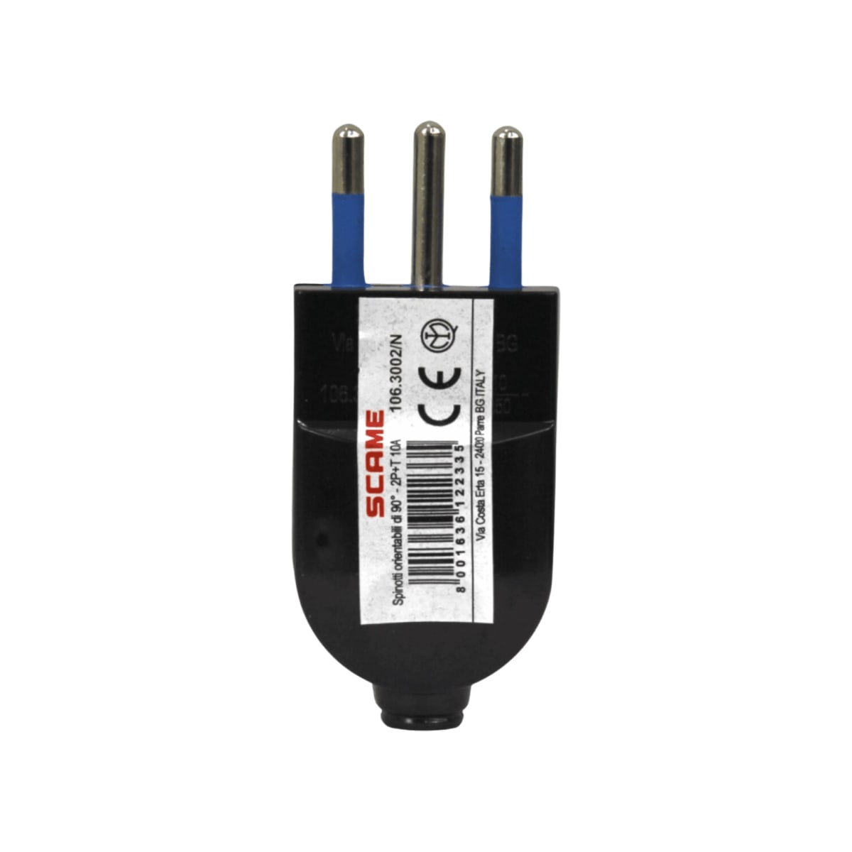 Enchufe Macho Volante Convertible 2P+T 10A 250V Dom. Negro - Scame2
