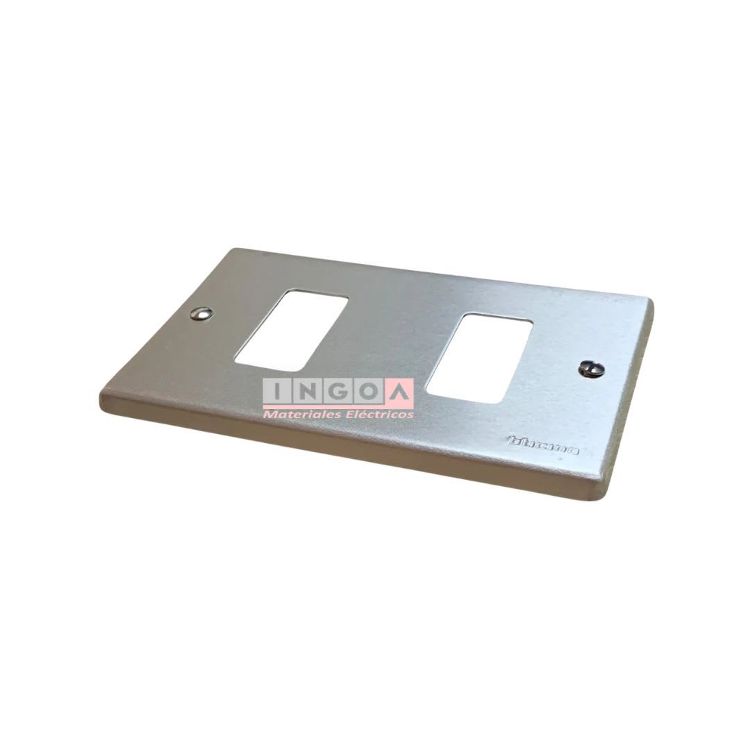 Placa Tapa Aluminio 2 Modulos Magic 503/2 - Bticino - Vista 3
