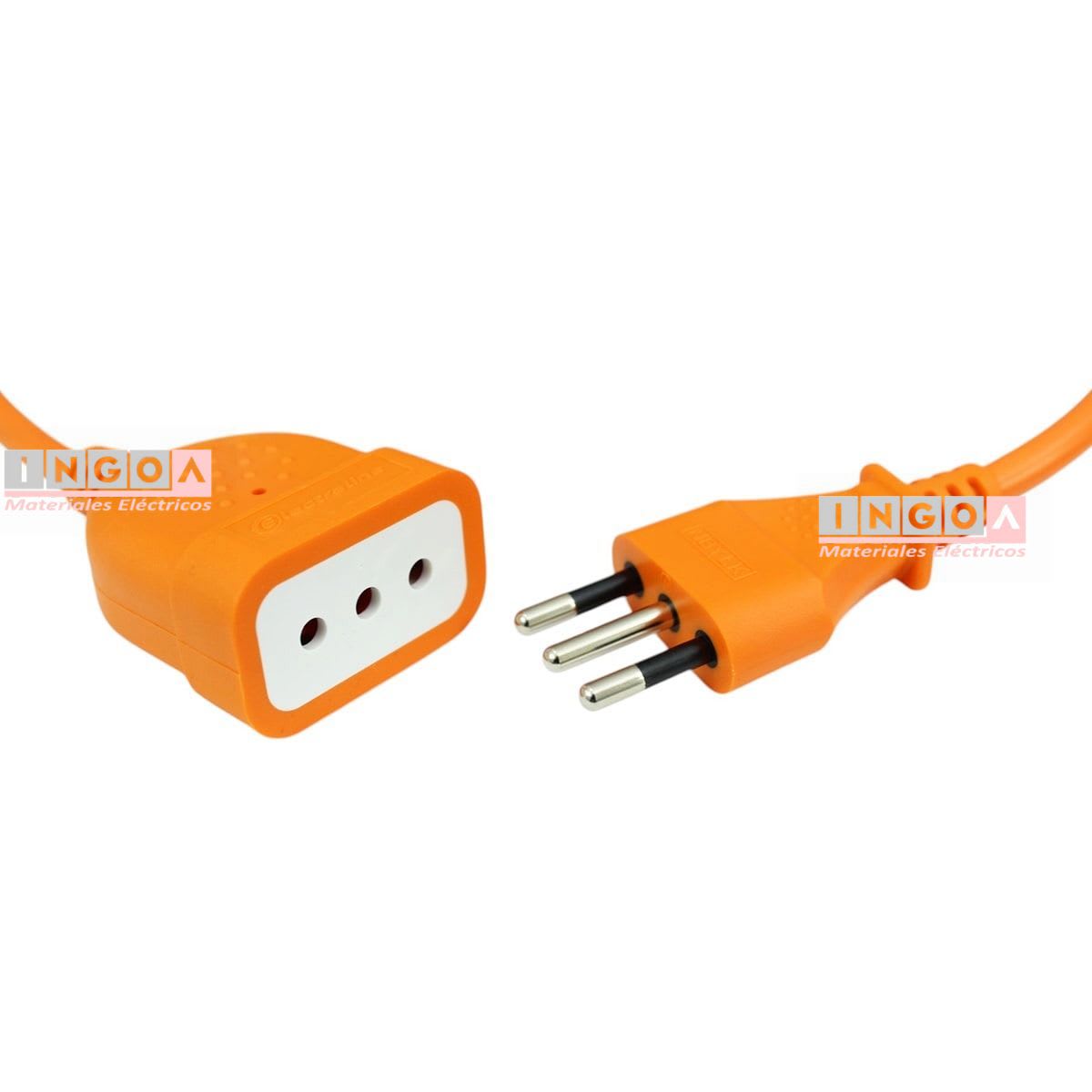 Alargador Electrico Naranja 10 Mts 2P+T 2500W 10A 250V2