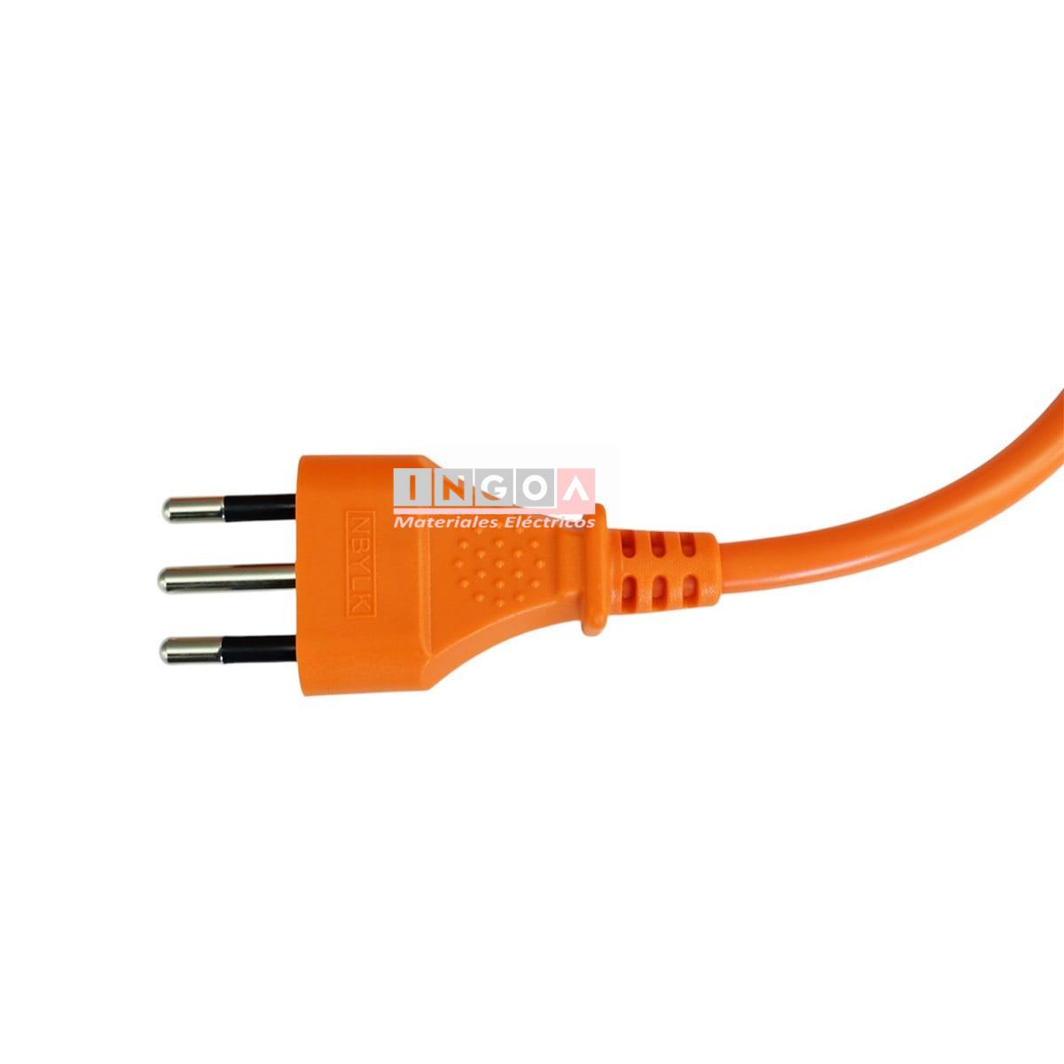 Alargador Electrico Naranja 10 Mts 2P+T 2500W 10A 250V3
