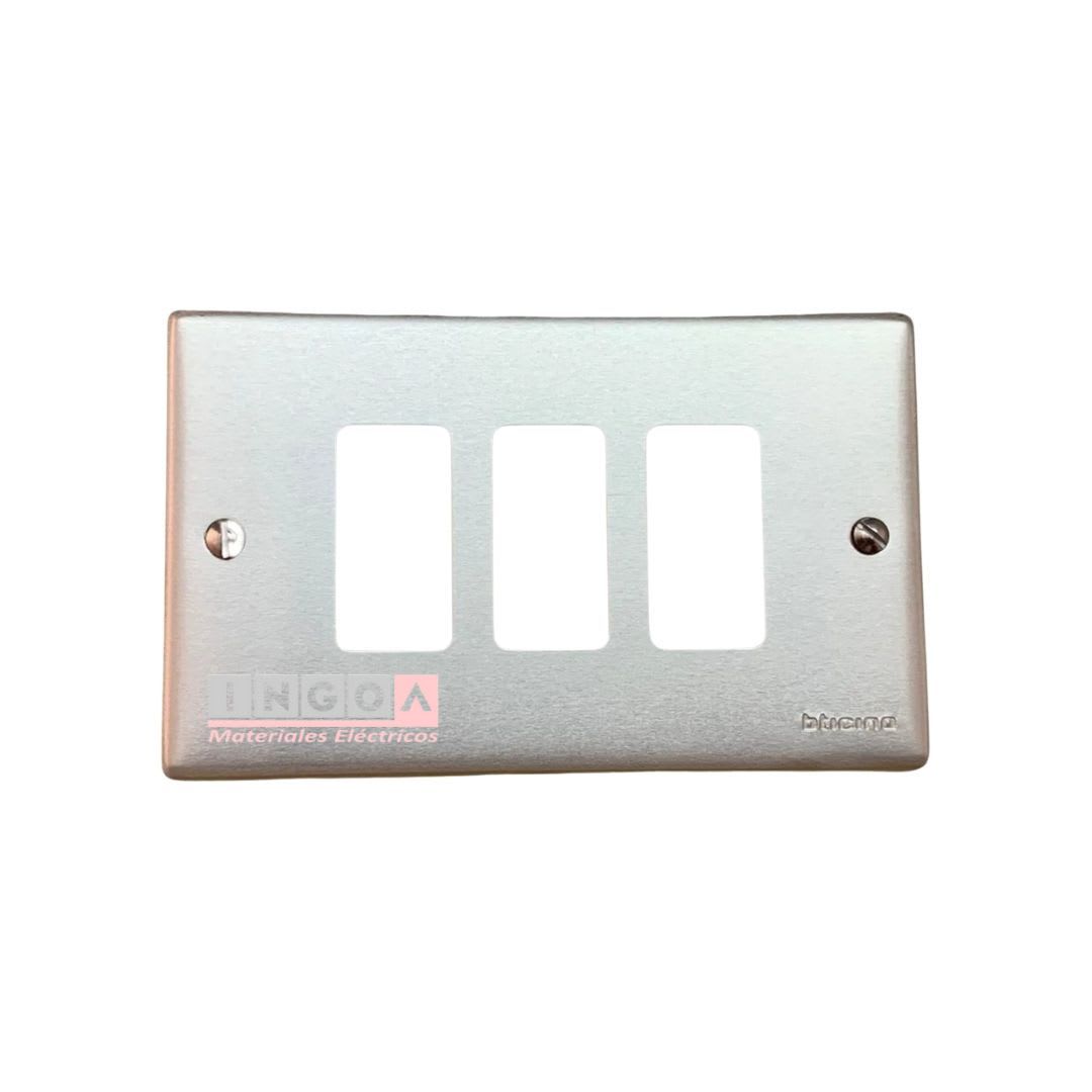 Placa Tapa Aluminio 3 Modulos Magic 503/3 - Bticino - Vista 2