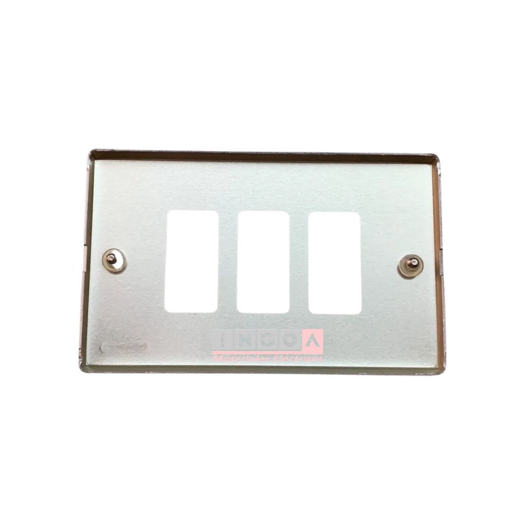 Placa Tapa Aluminio 3 Modulos Magic 503/3 - Bticino - Vista 4
