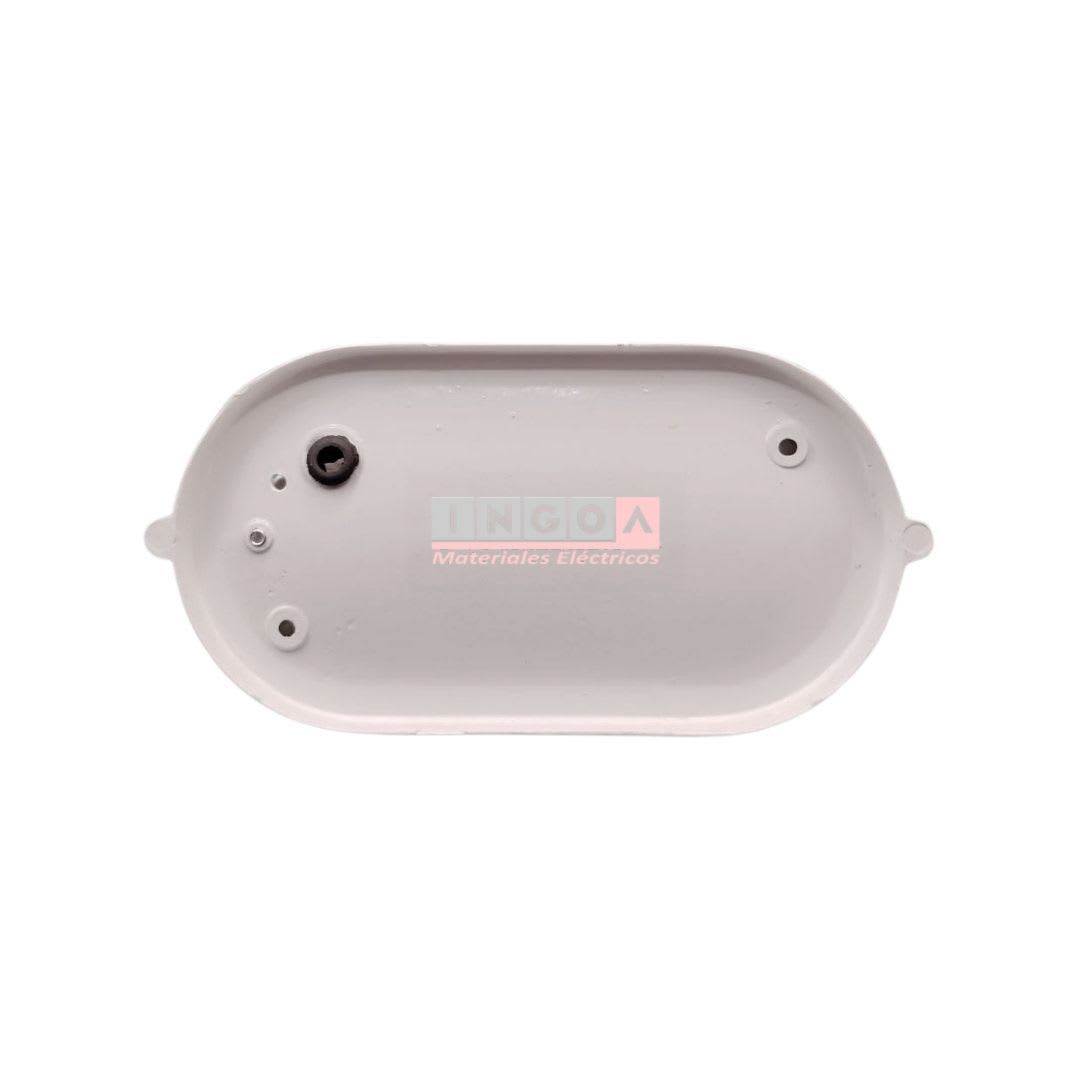 Foco Tortuga Ovalado Aluminio C/Reja Blanca 220VAC 60W E27 IP445