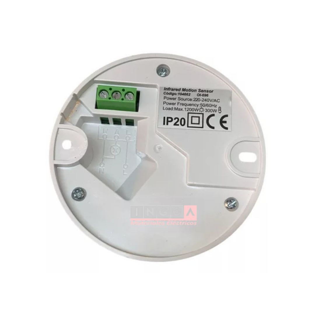 Sensor de Movimiento 360° Sobrepuesto Infrarrojo 10seg-15min IP205