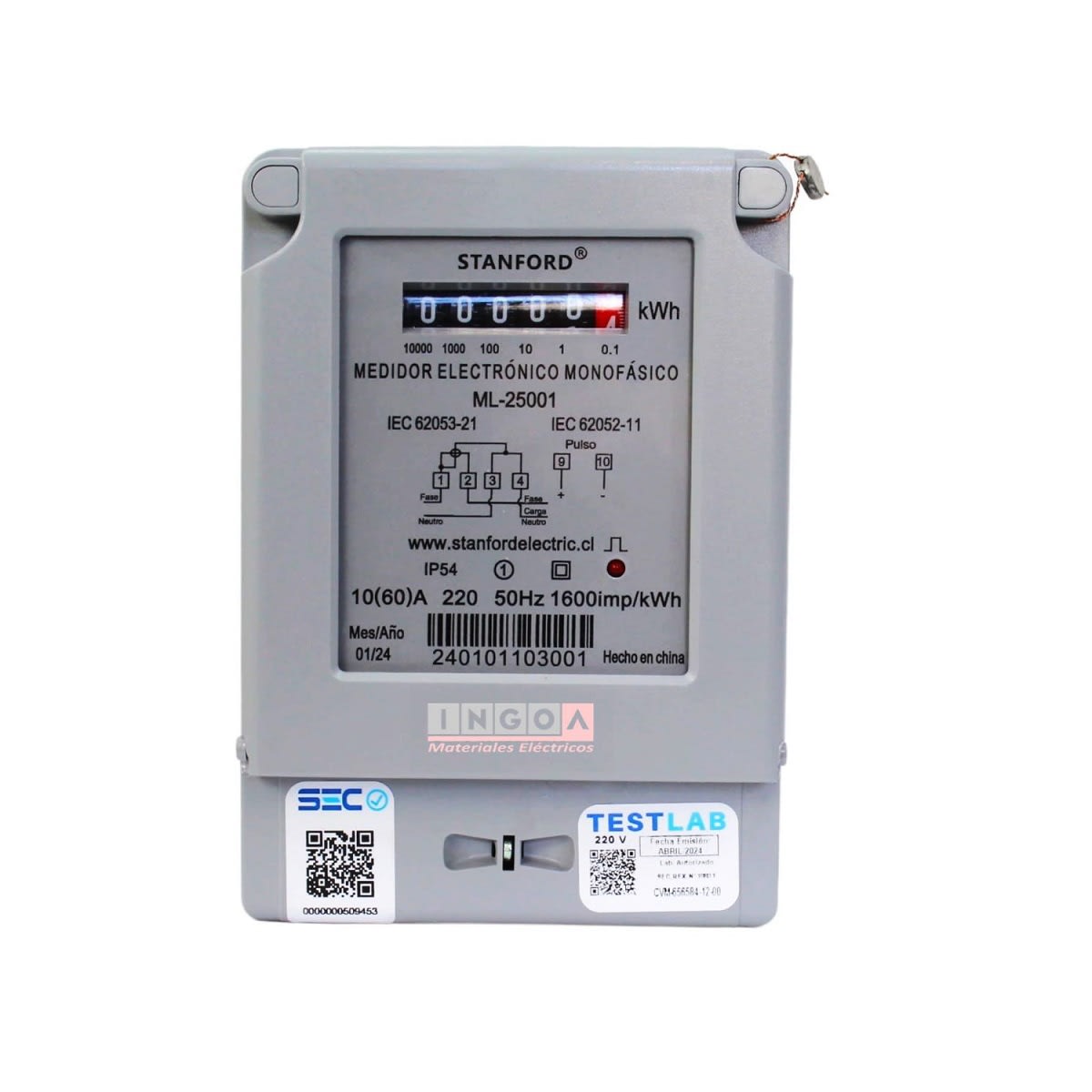 Medidor Remarcador Monofasico Electrónico 60A 220V ML-25001 Stanford - Vista 2