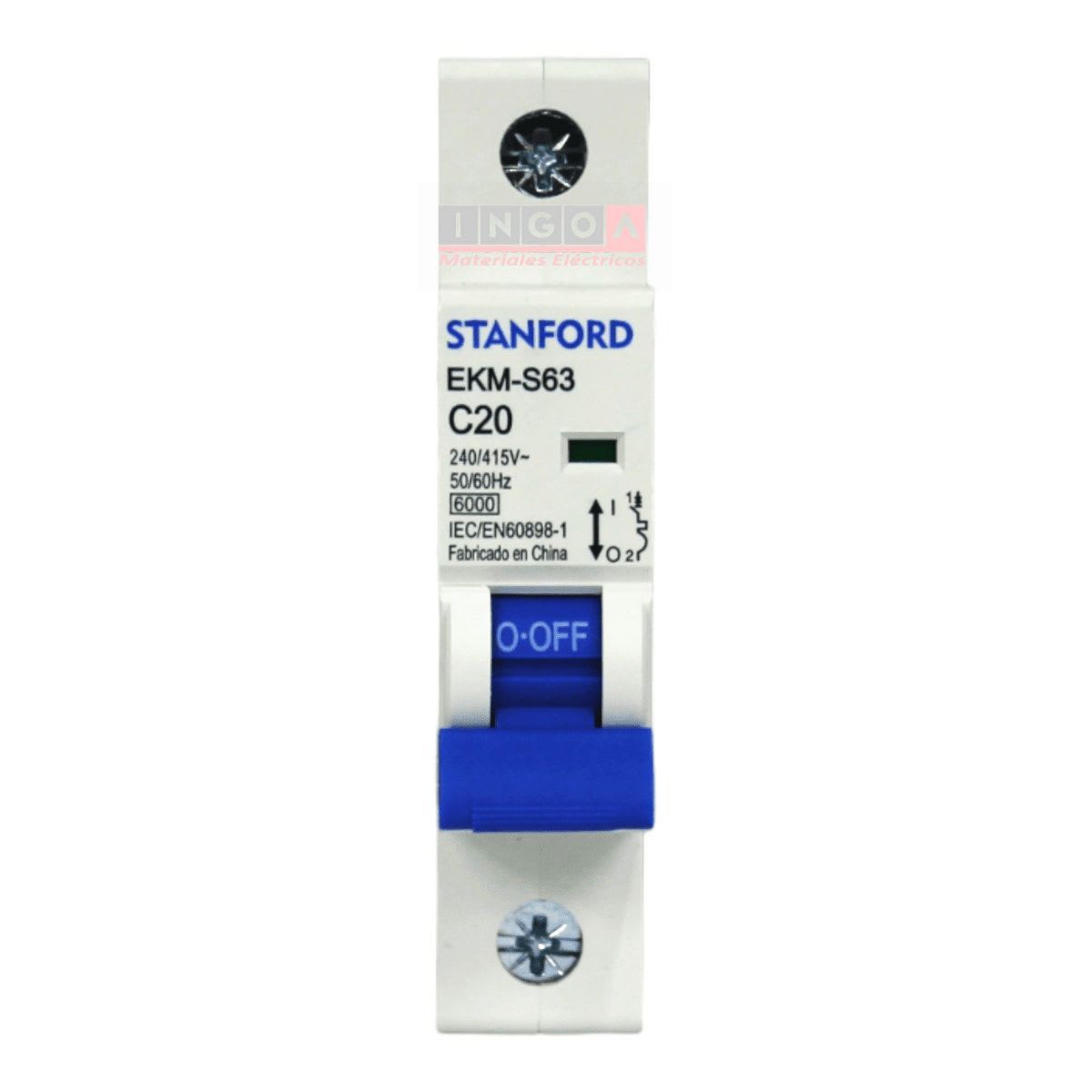 Int. Automatico Stanford 1x20A 6KA Curva C - Vista 2