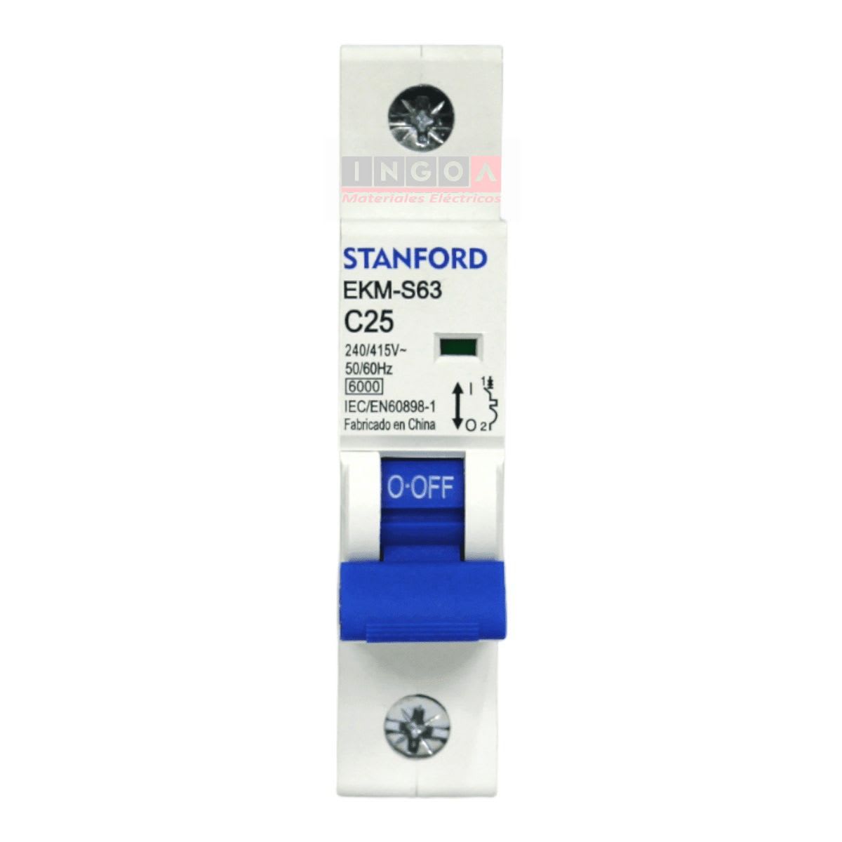 Int. Automatico Stanford 1x25A 6KA Curva C - Vista 2
