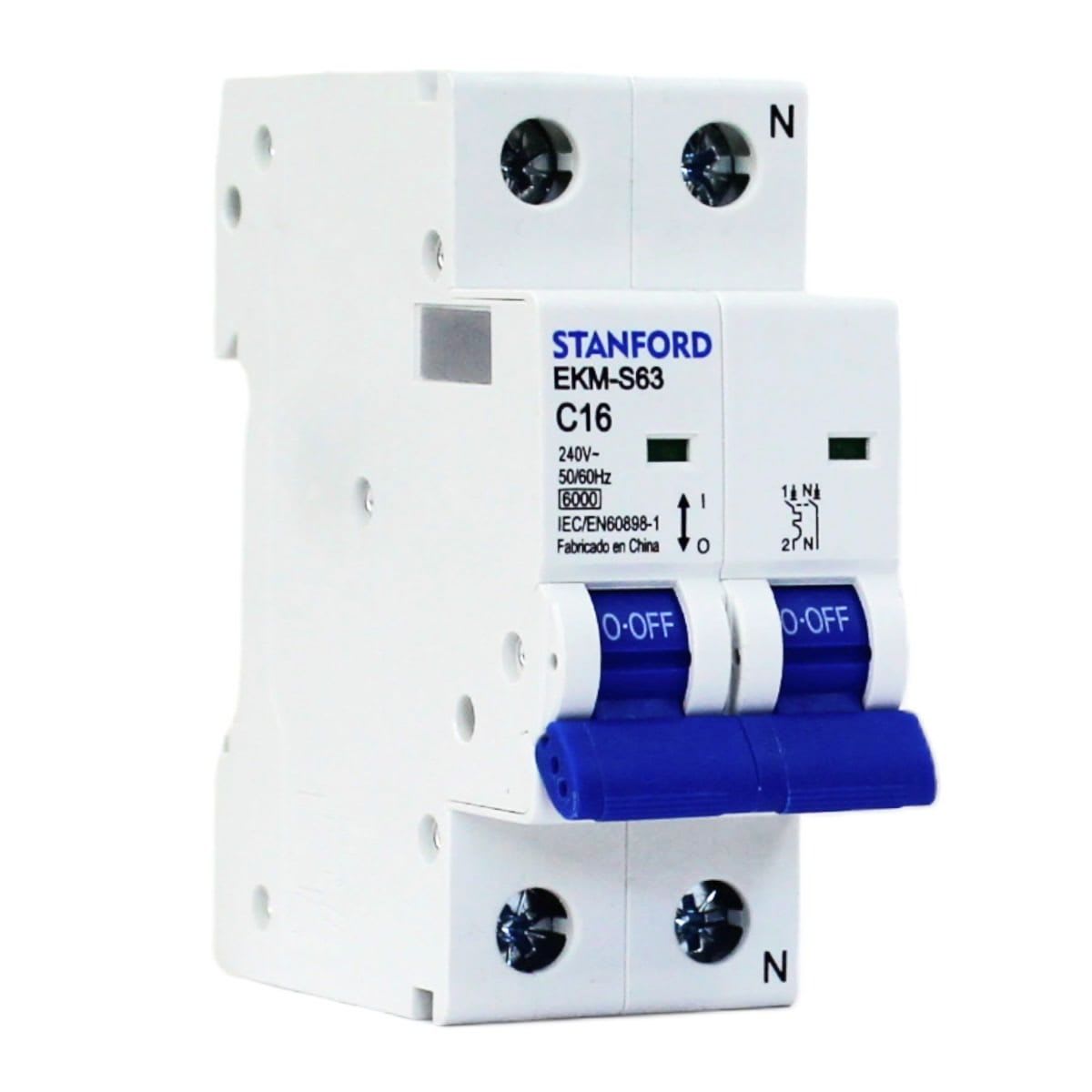 Int. Automatico Stanford Omnipolar 2x16A 6KA C - Imagen Principal