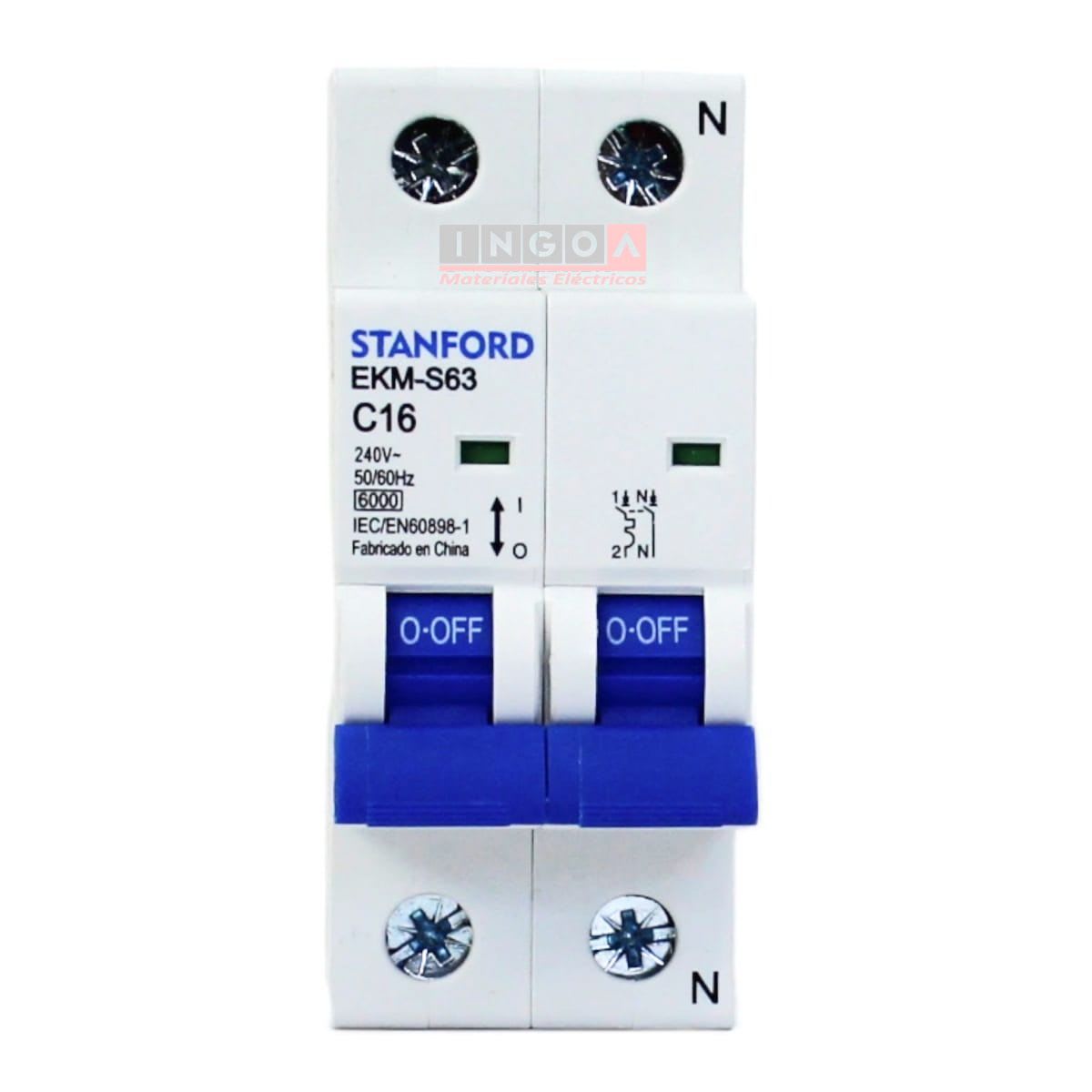 Int. Automatico Stanford Omnipolar 2x16A 6KA C - Vista 2