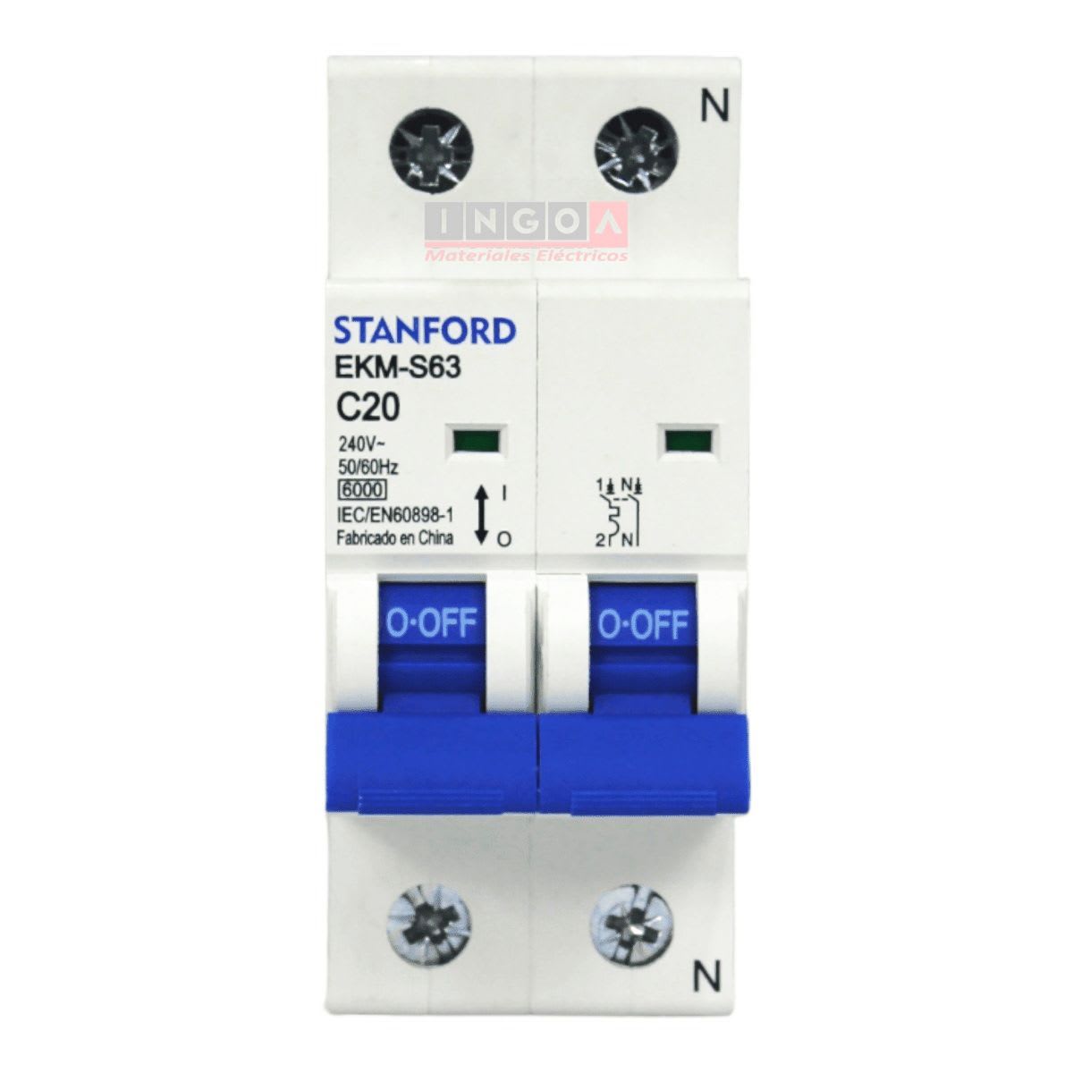 Int. Automatico Stanford Omnipolar 2x20A 6KA C - Vista 2