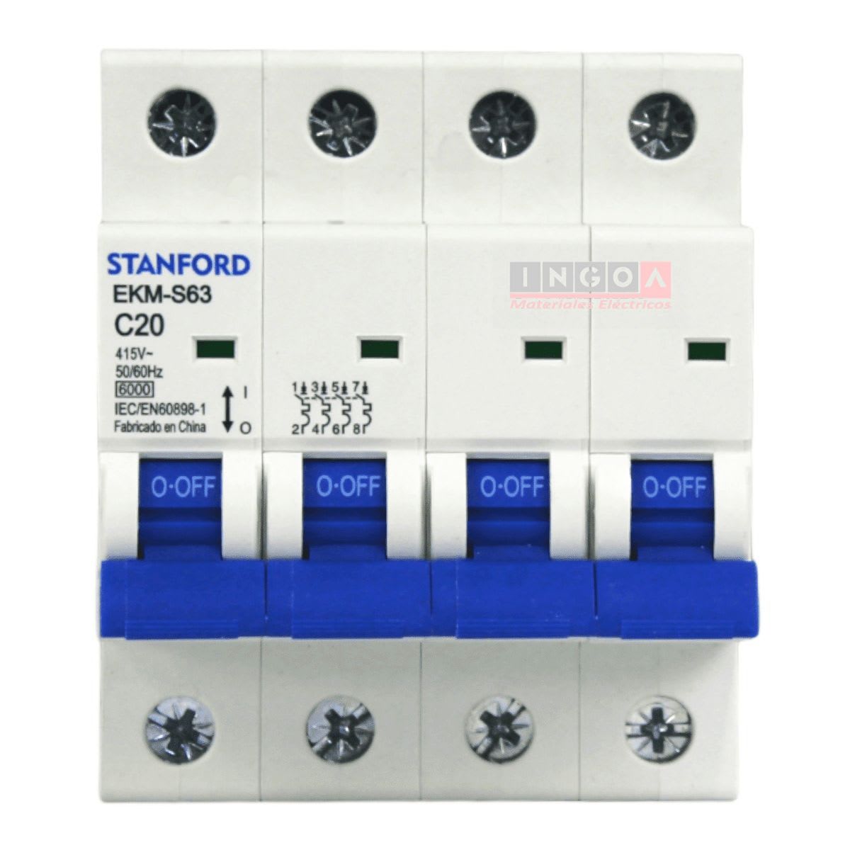 Int. Automatico Stanford 4x20A 6KA Curva C - Vista 2