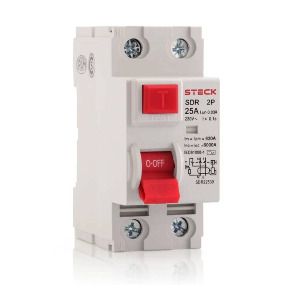 Int. Diferencial Steck 2x25A 30mA Clase A, SDR22530A 0