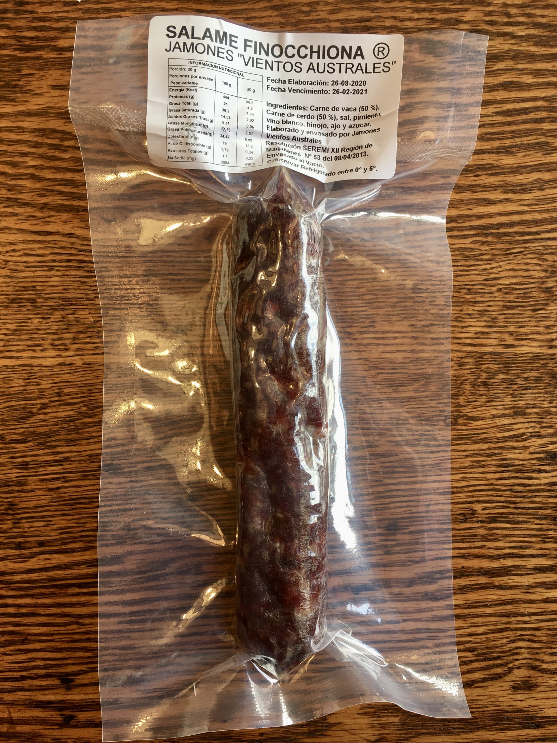 Vientos Australes Salame Finocchiona Wine & Market Patagonia Tienda