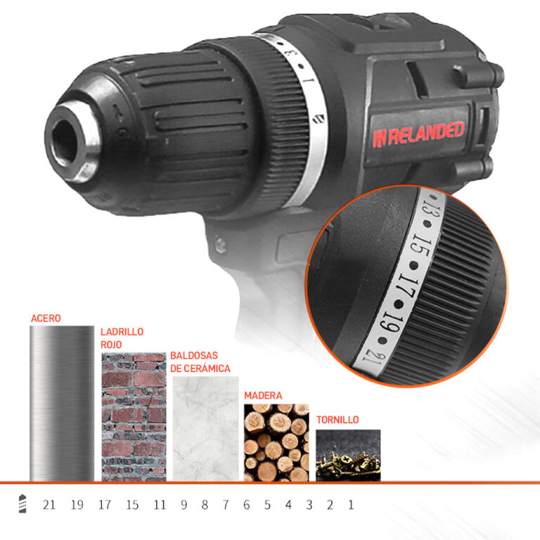 TALADRO ATORNILLADOR 20V X 2 AH LITHIUM ION (2 BAT.) CHUCK 3/8'' BRUSHLESS - RR-8637 - RELANDED3