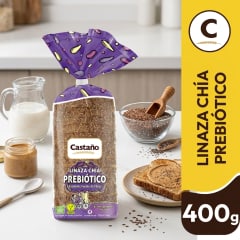 PAN DE MOLDE LINAZA CHIA 400GR CASTAÑO