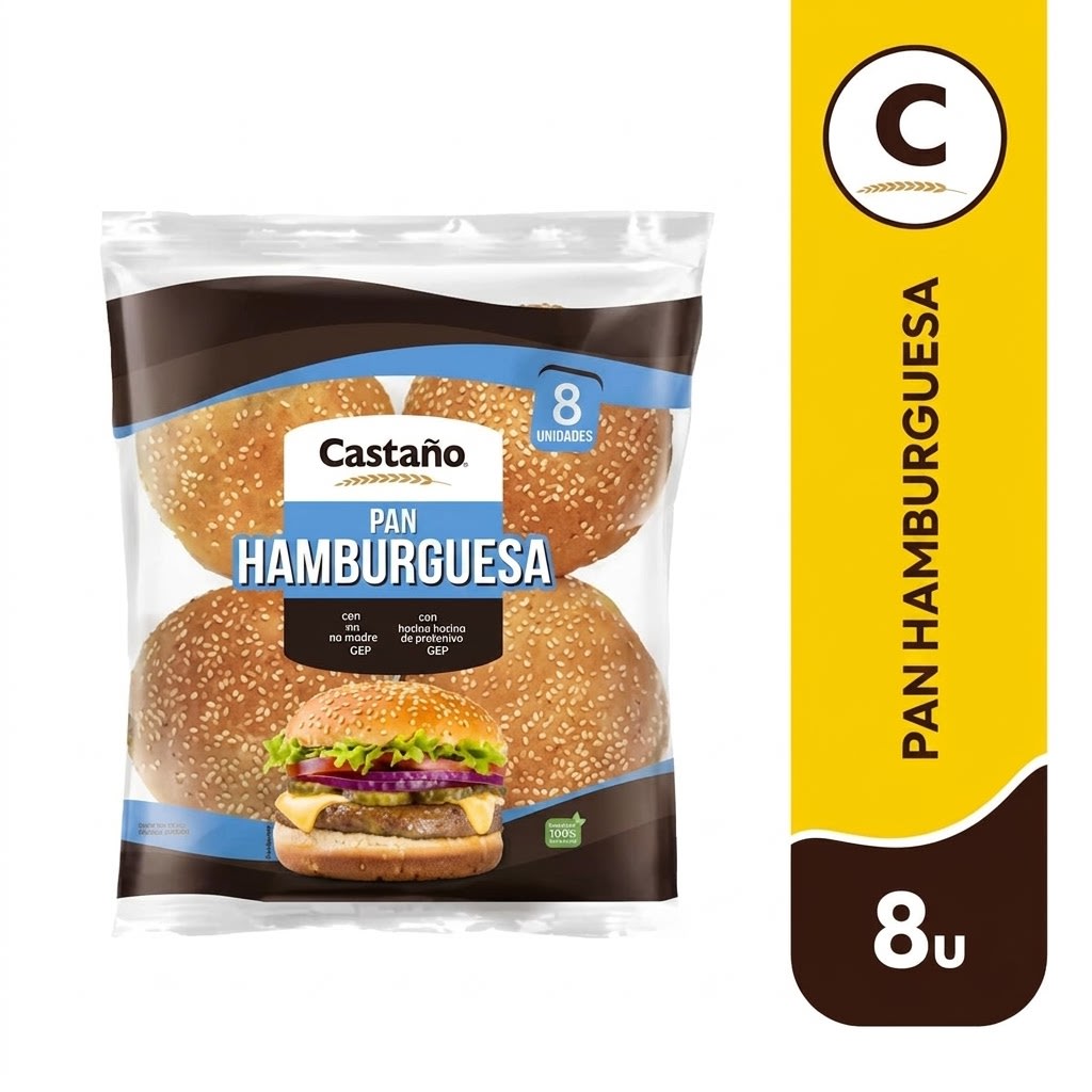 PAN DE HAMBURGUESA CASTAÑO 8 UND1