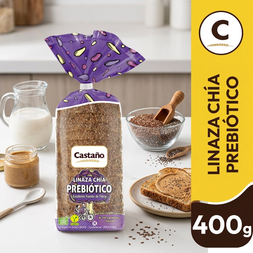 PAN DE MOLDE LINAZA CHIA 400GR CASTAÑO1