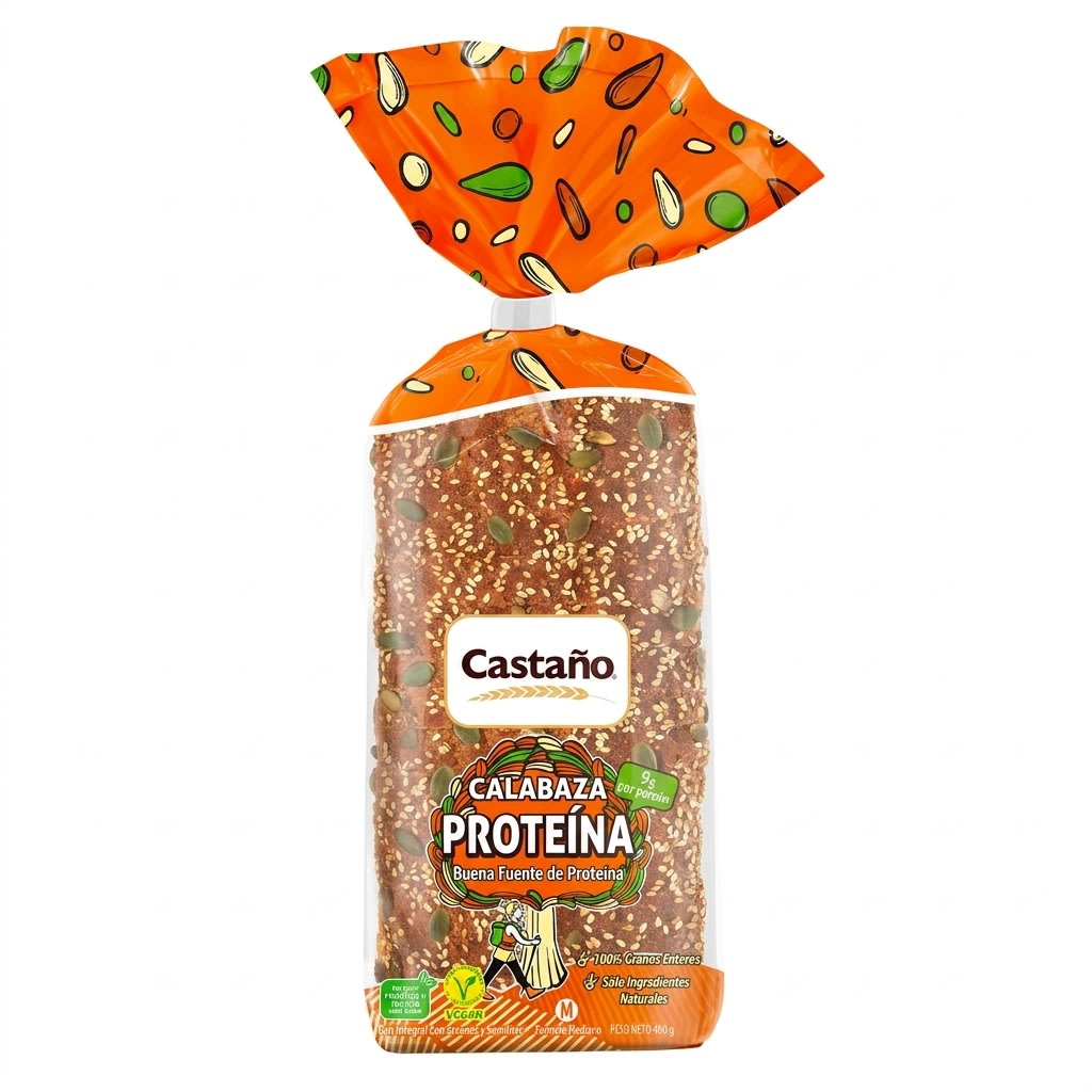 PAN DE MOLDE CALABAZA PROTEINA 400GR CASTAÑO1