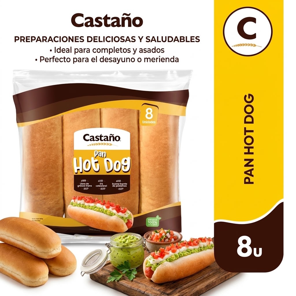 PAN DE HOT DOG CASTAÑO 8 UND1