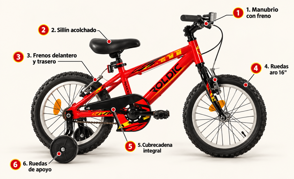 Bicicleta Aro 16 Niño Maxxi Roldic | Azul y Roja4